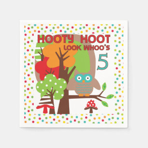 Serviette Jetable Hooty Hoot Owl 5e Anniversaire Papier Napkins