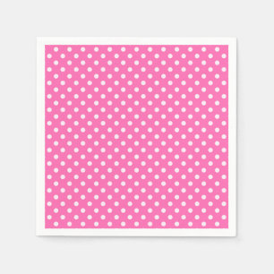 Serviette Jetable Hot Pink #2 et White Polka Dots
