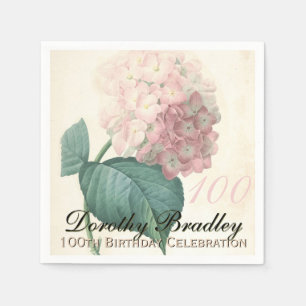 Serviette Jetable Hydrangée botanique vintage 100e anniversaire PN