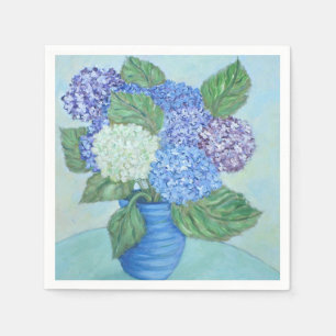 Serviette Jetable Hydrangées Douces Dans Un Vase Serviettes