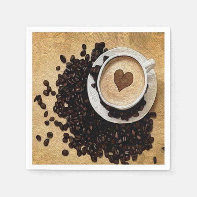 Serviette Jetable I Heart Coffee (Devant)