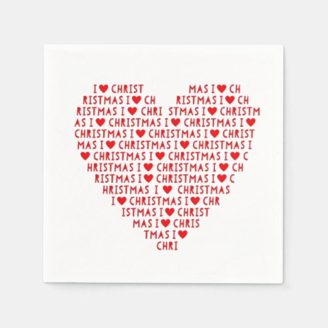 Serviette Jetable I Love Red Heart Noël Christ Napkins (Devant)