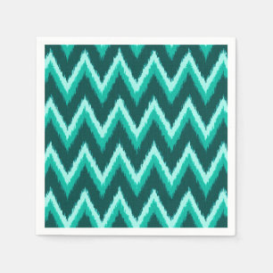 Serviette Jetable Ikat Chevron Stripes - Turquoise, Turquoise et Aqu