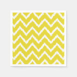 Serviette Jetable Ikat Chevrons - moutarde jaune et blanc