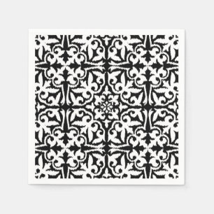 Serviette Jetable Ikat damask pattern - noir et blanc