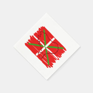 Serviette Jetable Ikurriña peint avec le contour du pays Basque,