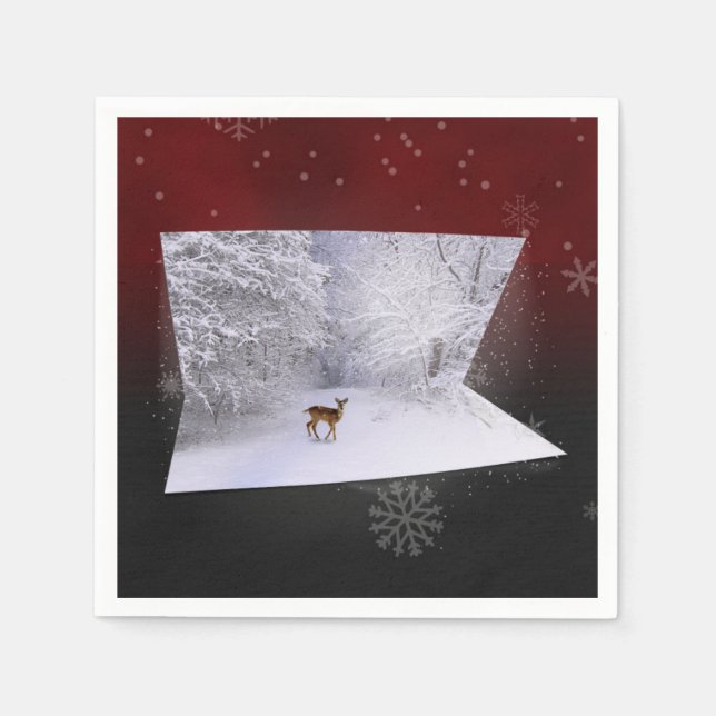 Serviette Jetable Illusion 3D "Rêves neigeux" (Devant)