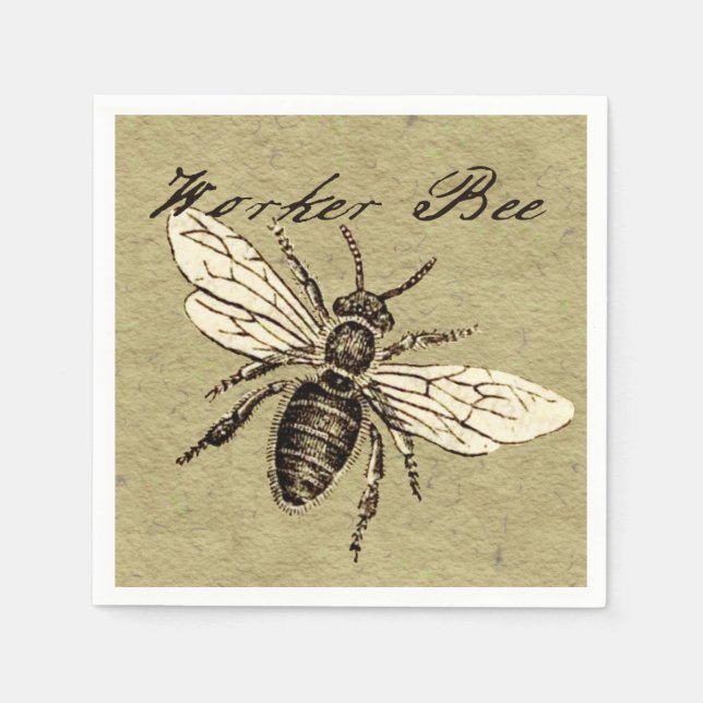 Serviette Jetable Illustration de l'insecte d'abeille vintage (Devant)