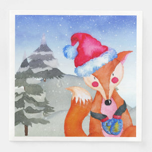 Serviette Jetable Illustration Fox Forest Woodland Friends