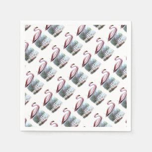 Serviette Jetable Illustration Vintage du Flamant rose Puna