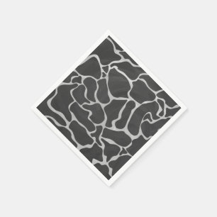 Serviette Jetable Impression Giraffe noir et gris clair