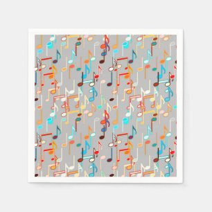 Serviette Jetable Impression musicale - Gris moyen, Multi