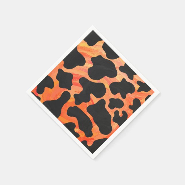 Serviette Jetable Impression noire et orange de vache (Coin)