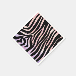 Serviette Jetable Impression noire et rose Zebra
