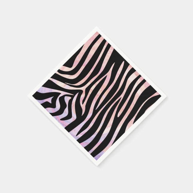 Serviette Jetable Impression noire et rose Zebra (Coin)