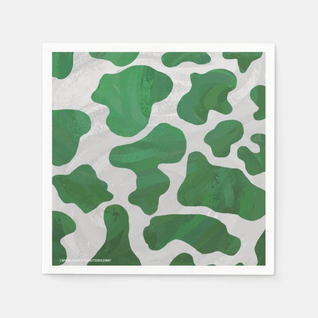 Serviette Jetable Impression verte et blanche de vache (Devant)