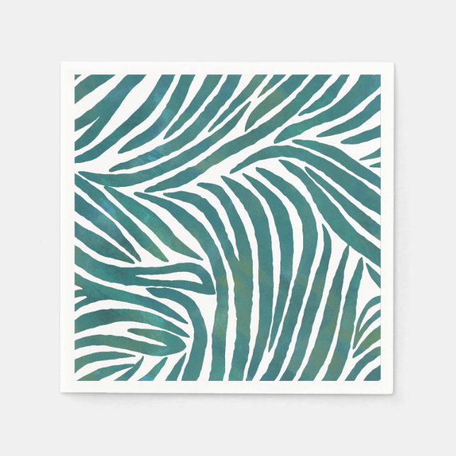 Serviette Jetable Impression Zebra turquoise (Devant)
