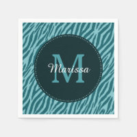 Impression Zèbre Turquoise avec Monogramme et nom