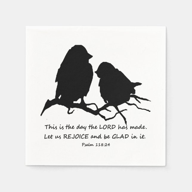 Serviette Jetable Inspirational Bible Verse Psaume 118:24 Oiseaux (Devant)