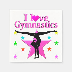 SERVIETTE JETABLE INSPIRER I LOVE GYMNASTICS DESIGN
