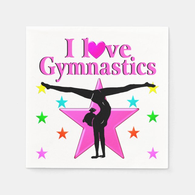 SERVIETTE JETABLE INSPIRER I LOVE GYMNASTICS DESIGN (Devant)