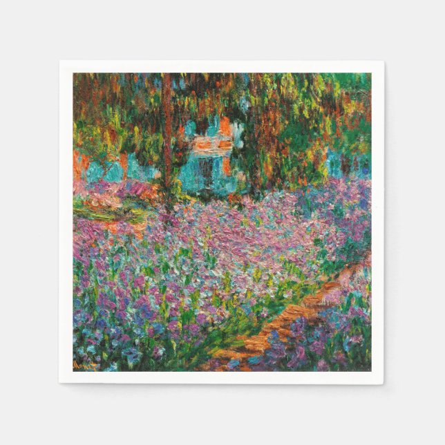 Serviette Jetable Irises Monet Garden Fleurs Giverny (Devant)