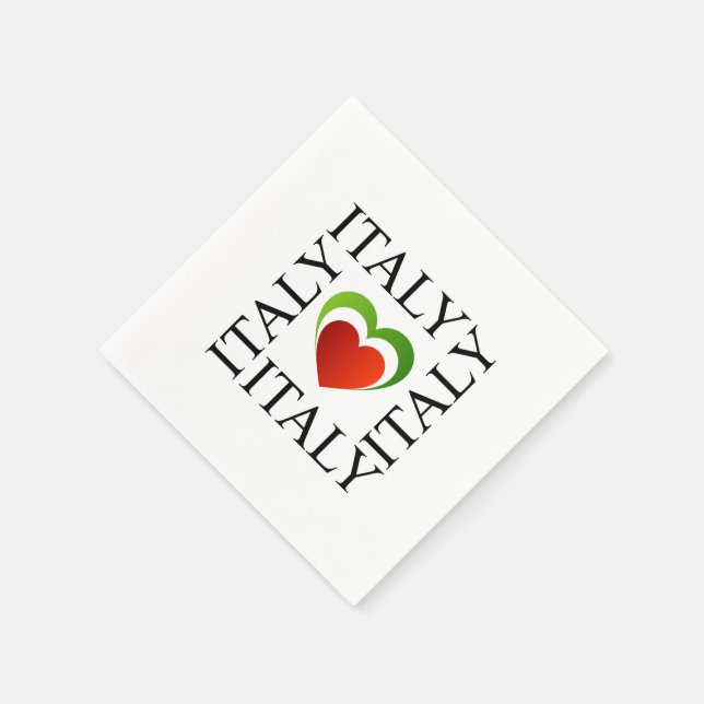 Serviette Jetable J'adore l'italie avec les couleurs du drapeau ital (Coin)