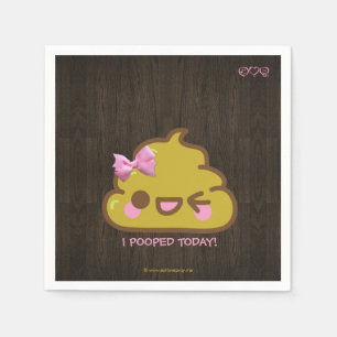 Serviette Jetable J'Ai Poopé Aujourd'Hui ! Poo mignon avec cou rose