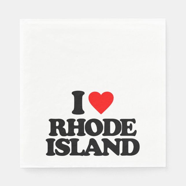 SERVIETTE JETABLE J'AIME L'ÎLE DE RHODE (Devant)