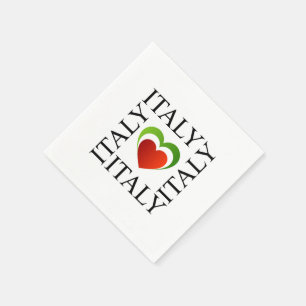 Serviette Jetable J'aime l'Italie avec des couleurs italiennes de