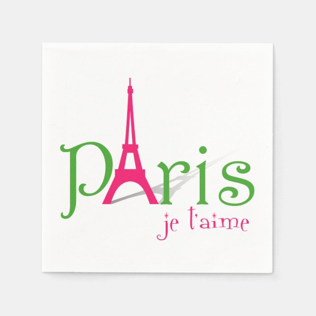 Serviette Jetable J'aime Paris (Devant)