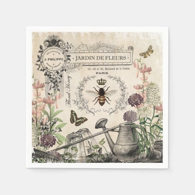 Serviette Jetable Jardin d'abeilles Vintage moderne (Devant)