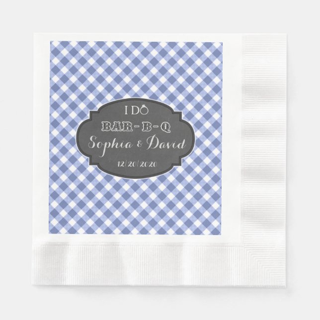 Serviette Jetable Je fais du BBQ Gingham rustique Craie Monogramme d (Devant)
