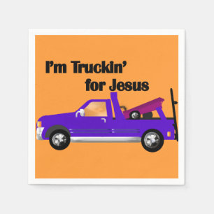 Serviette Jetable Je suis Truckin' for Jesus (Tow Truck)