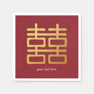 Serviette Jetable Jeu de Napkin Gold & Red Double Happy Party