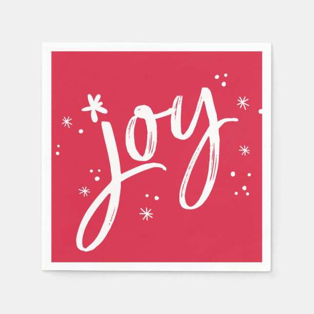 Serviette Jetable JEUX DE FÊTE Joyeux script rouge blanc étincelles (Devant)
