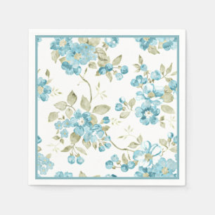 Serviette Jetable Joli aquarelle floral vert olive aqua turquoise
