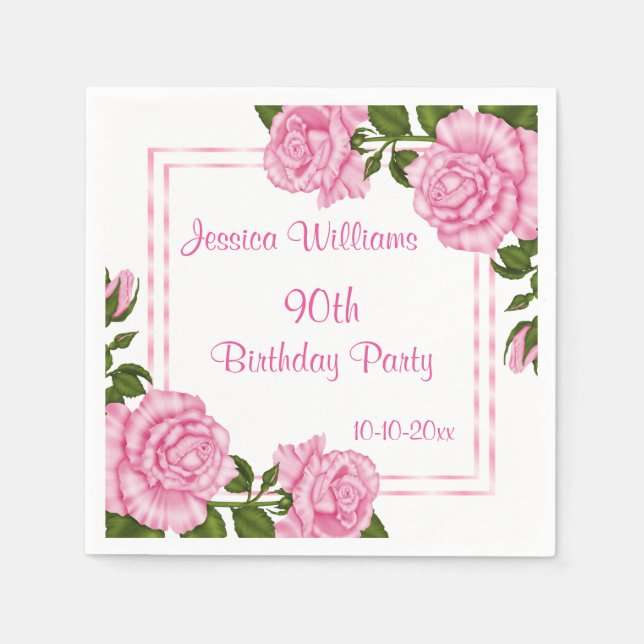 Serviette Jetable Joli bouquets de coin rose 90e (Devant)