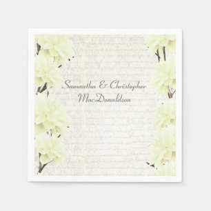 Serviette Jetable Joli mariage campagnard fleuri jaune pastel