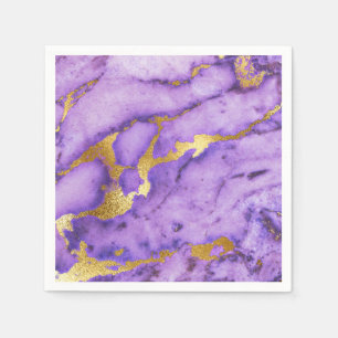 Serviette Jetable Joli violet Faux Or Marbre métallique Impression