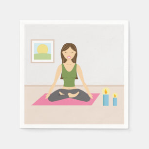Serviette Jetable Jolie Fille Faisant du Yoga Dans une Jolie Pièce