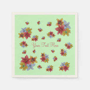 Serviette Jetable jolies fleurs colorées rouge et jaune fleurie