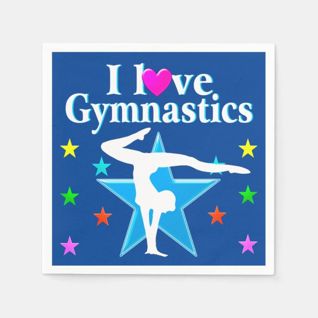 SERVIETTE JETABLE JOLIMENT BLEU J'AIME LES NAPKINS DU PARTI GYMNASTI (Devant)