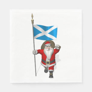 Serviette Jetable Jolly Santa Claus Au Drapeau De L'Ecosse