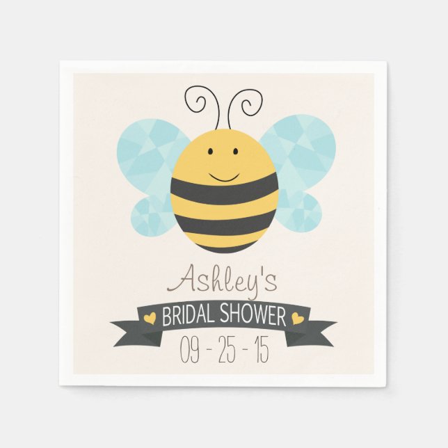 Serviette Jetable Jote Fête des mariées d'abeille jaune et noire (Devant)