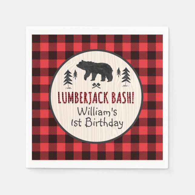 Serviette Jetable Jour d'anniversaire de Lumberjack de Napkin Lumber (Devant)