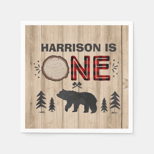 Serviette Jetable Jour d'anniversaire de Lumberjack de Napkin Lumber (Devant)