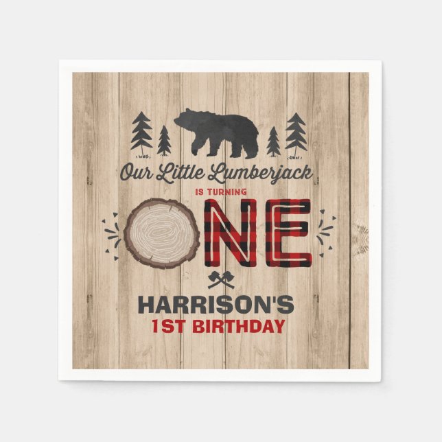 Serviette Jetable Jour d'anniversaire de Lumberjack de Napkin Lumber (Devant)