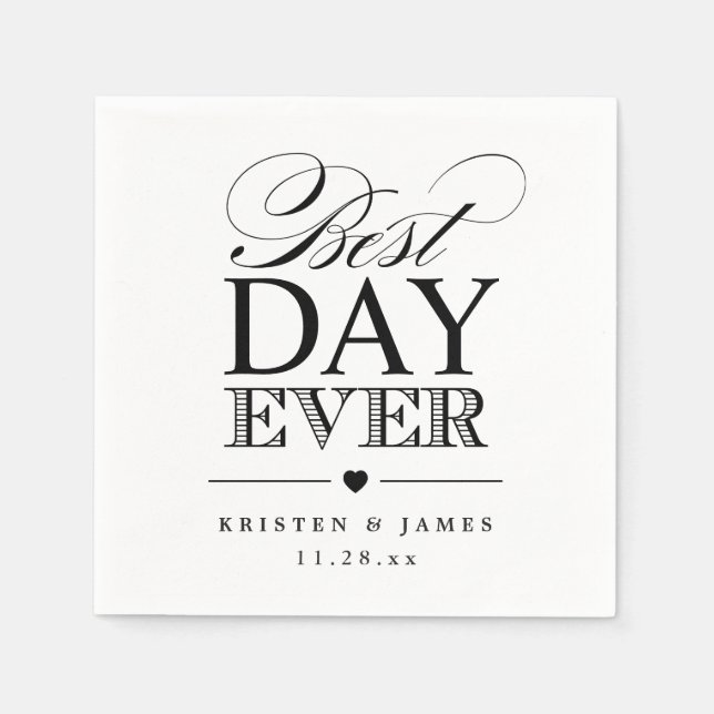 Serviette Jetable Jour meilleur de la typographie Script Classy Mari (Devant)