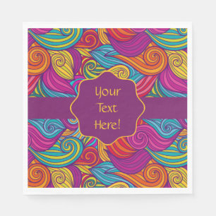 Serviette Jetable Joyau coloré rétro Tonage Tourbillonnant Motif d